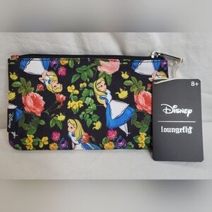 NEW Loungefly Disney Alice in Wonderland Floral All-Over Print Nylon Pouch NWT